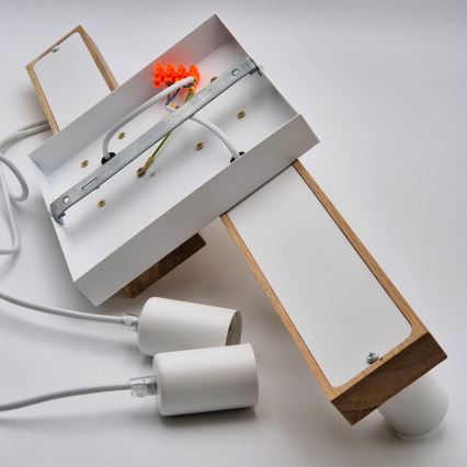 Hanglamp aan een koord CORTINA 4xE27/15W/230V wit/eiken