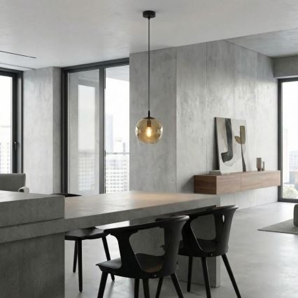 Hanglamp aan een koord COSMO 1xE14/10W/230V diameter 14 cm zwart/beige