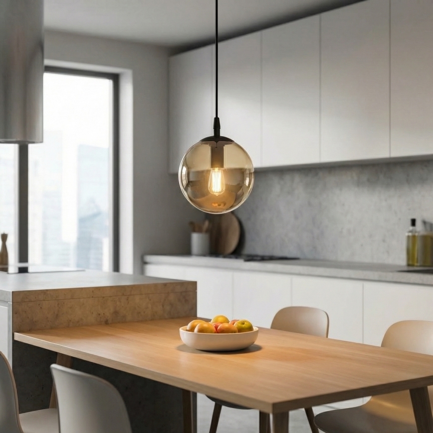 Hanglamp aan een koord COSMO 1xE14/10W/230V diameter 14 cm zwart/beige