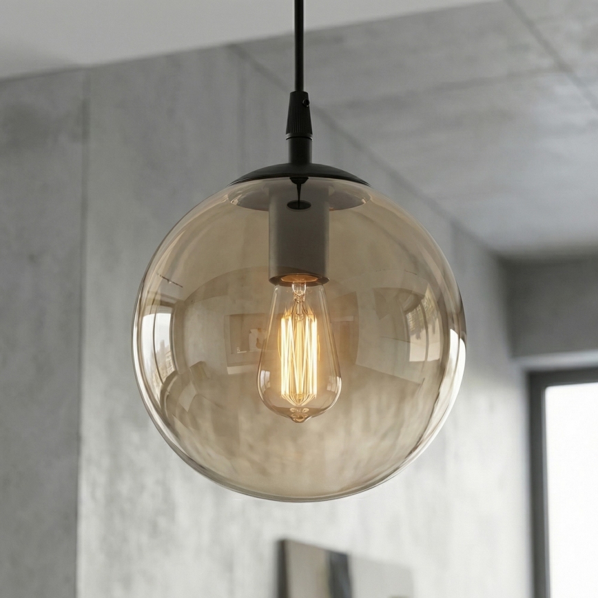 Hanglamp aan een koord COSMO 1xE14/10W/230V diameter 14 cm zwart/beige