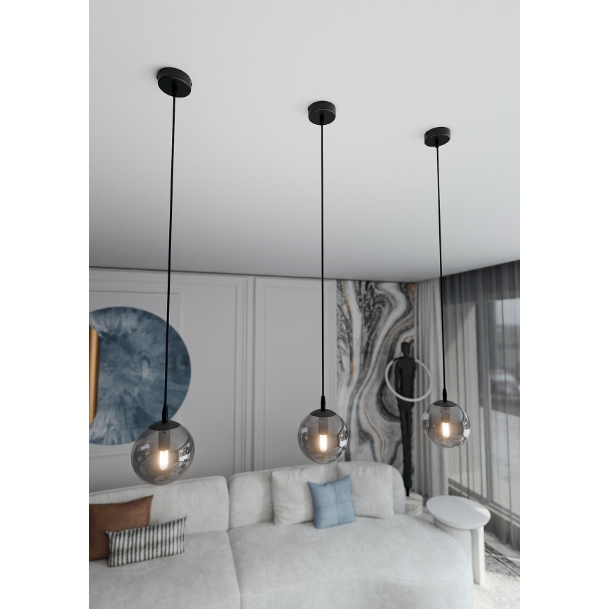 Hanglamp aan een koord COSMO 1xE14/10W/230V diameter 14 cm zwart/grijs