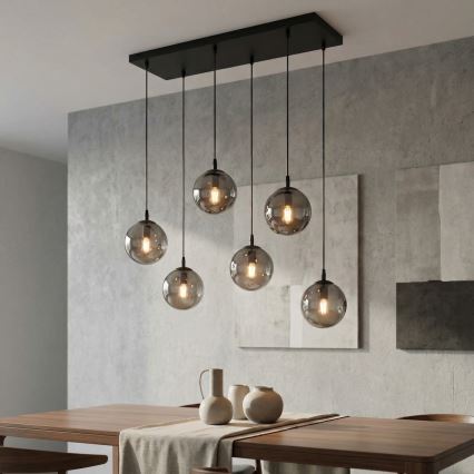Hanglamp aan een koord COSMO 6xE14/10W/230V zwart/grijs