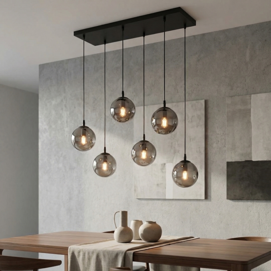 Hanglamp aan een koord COSMO 6xE14/10W/230V zwart/grijs