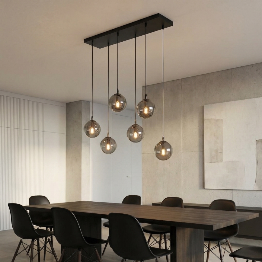 Hanglamp aan een koord COSMO 6xE14/10W/230V zwart/grijs