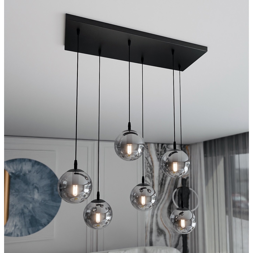 Hanglamp aan een koord COSMO 6xE14/10W/230V zwart/grijs
