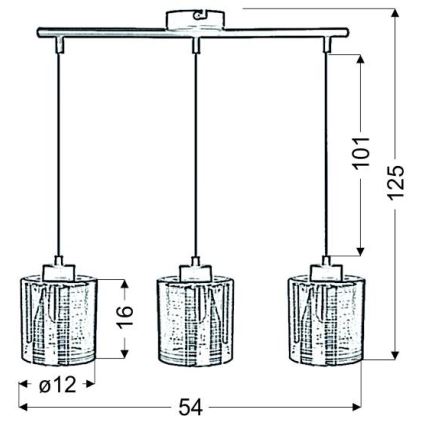 Hanglamp aan een koord COX 3xE27/60W/230V goud