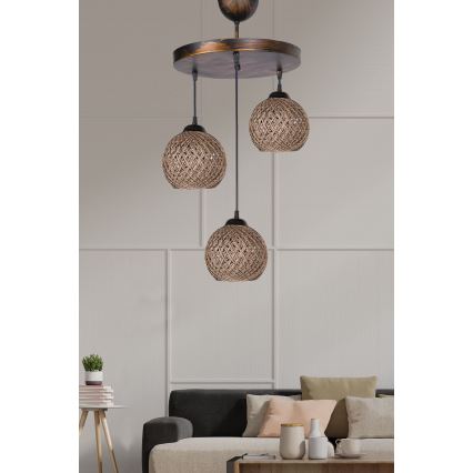 Hanglamp aan een koord CRAYON 3xE27/60W/230V beige