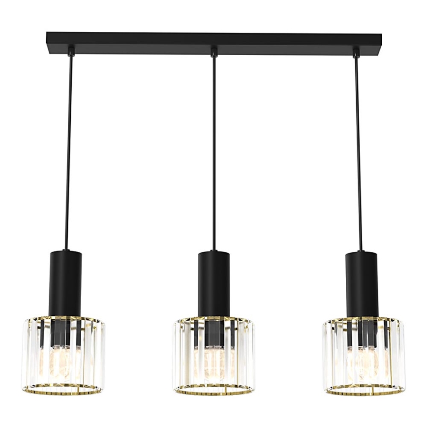 Hanglamp aan een koord CRISTAL 3xE27/60W/230V zwart