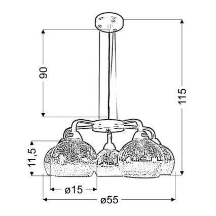 Hanglamp aan een koord CROMINA 5xE27/60W/230V