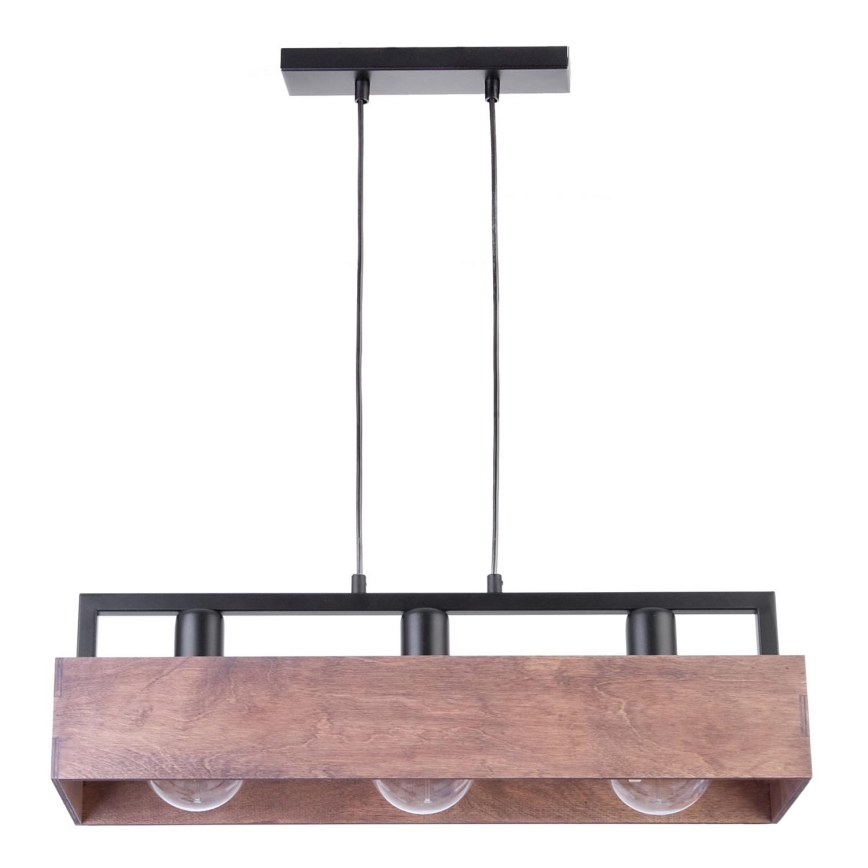 Hanglamp aan een koord DAKOTA 3xE27/60W/230V hout/zwart