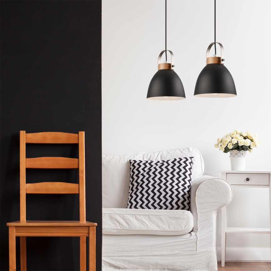 Hanglamp aan een koord DANIELLE 2xE27/60W/230V beuken