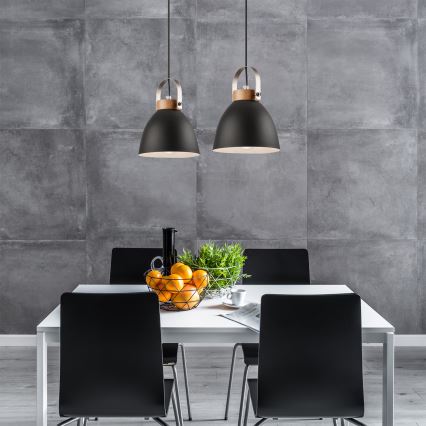 Hanglamp aan een koord DANIELLE 2xE27/60W/230V beuken