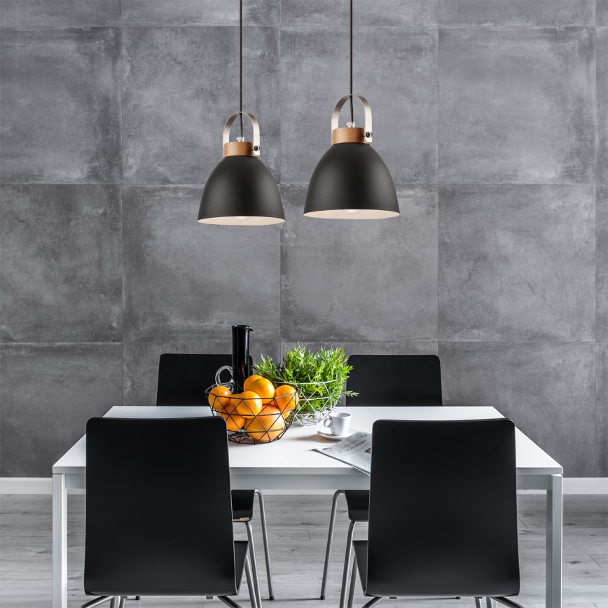 Hanglamp aan een koord DANIELLE 2xE27/60W/230V beuken