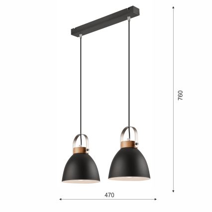 Hanglamp aan een koord DANIELLE 2xE27/60W/230V beuken