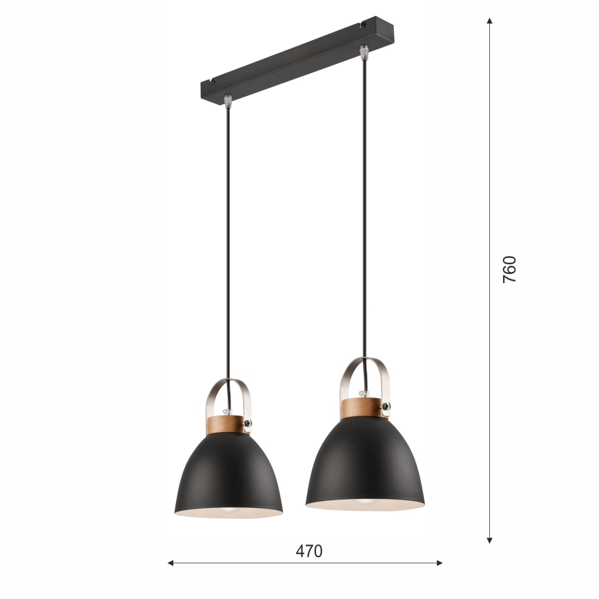 Hanglamp aan een koord DANIELLE 2xE27/60W/230V beuken