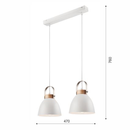 Hanglamp aan een koord DANIELLE 2xE27/60W/230V beuken