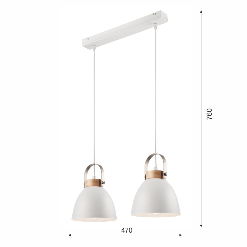 Hanglamp aan een koord DANIELLE 2xE27/60W/230V beuken