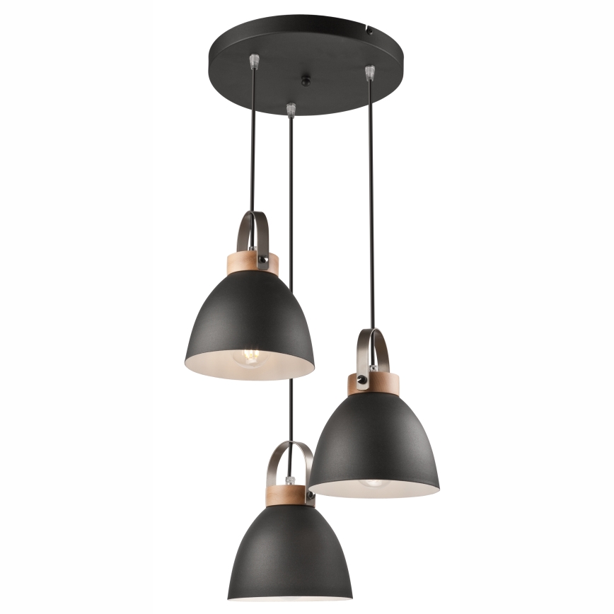 Hanglamp aan een koord DANIELLE 3xE27/60W/230V beuken