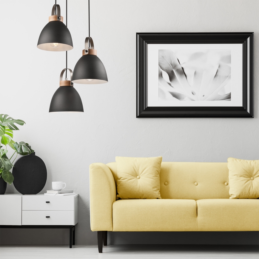 Hanglamp aan een koord DANIELLE 3xE27/60W/230V beuken