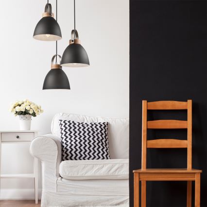 Hanglamp aan een koord DANIELLE 3xE27/60W/230V beuken