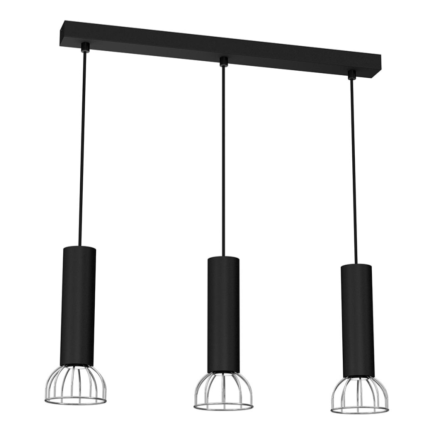 Hanglamp aan een koord DANTE 3xGU10/25W/230V zwart/glanzend chroom