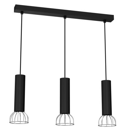 Hanglamp aan een koord DANTE 3xGU10/25W/230V zwart/glanzend chroom