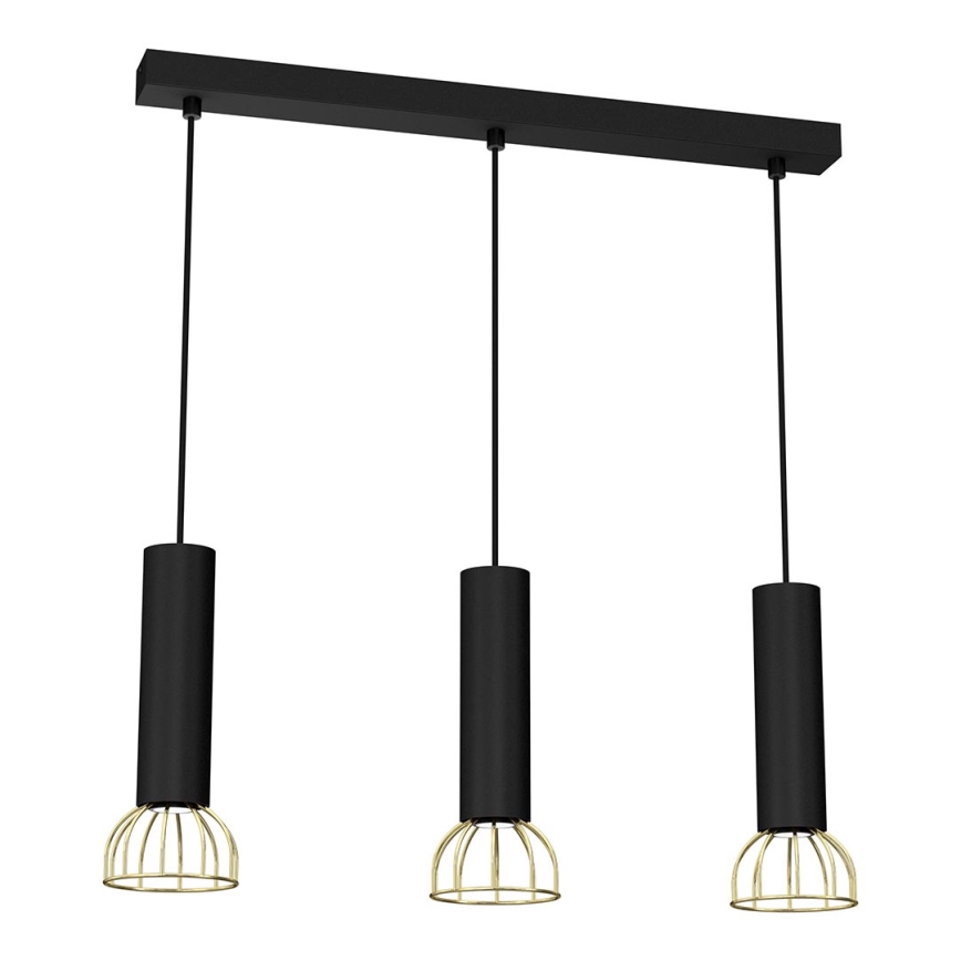 Hanglamp aan een koord DANTE 3xGU10/25W/230V zwart/goud