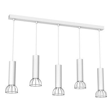 Hanglamp aan een koord DANTE 5xGU10/25W/230V wit/glanzend chroom