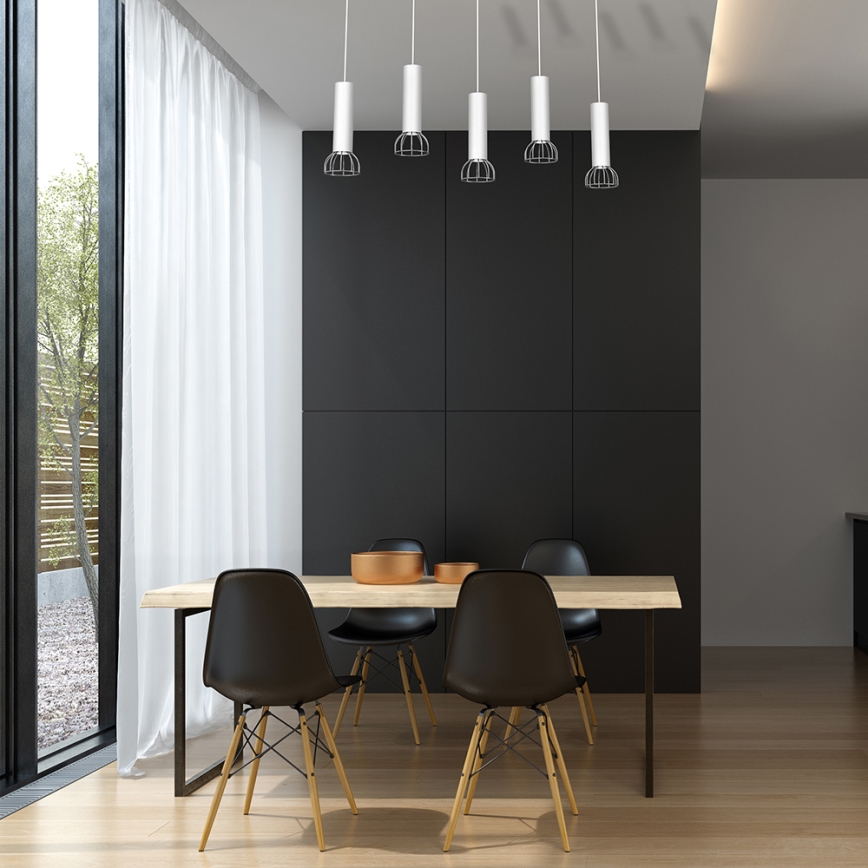 Hanglamp aan een koord DANTE 5xGU10/25W/230V wit/glanzend chroom