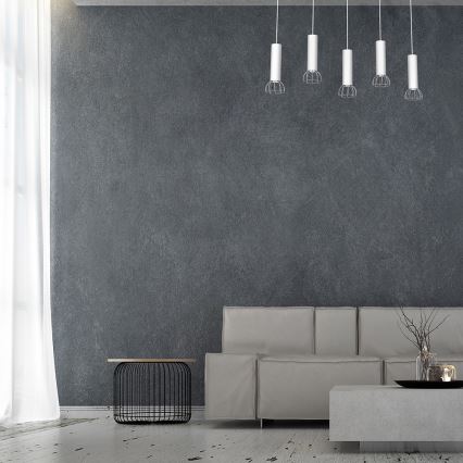 Hanglamp aan een koord DANTE 5xGU10/25W/230V wit/glanzend chroom