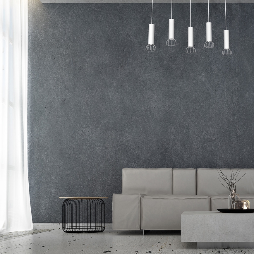 Hanglamp aan een koord DANTE 5xGU10/25W/230V wit/glanzend chroom