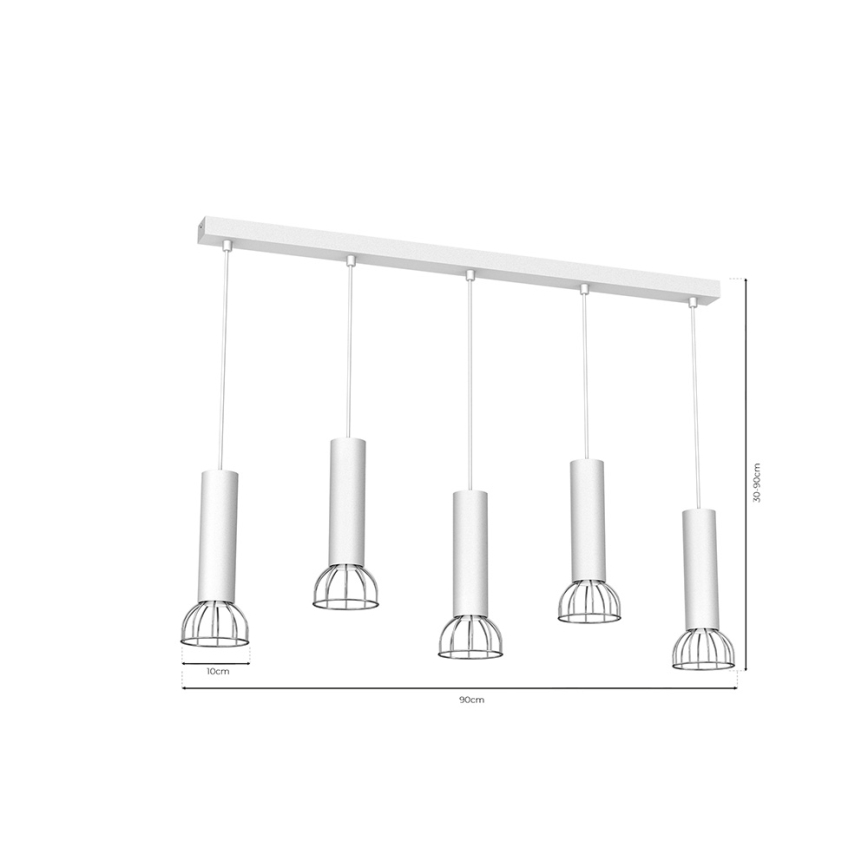 Hanglamp aan een koord DANTE 5xGU10/25W/230V wit/glanzend chroom