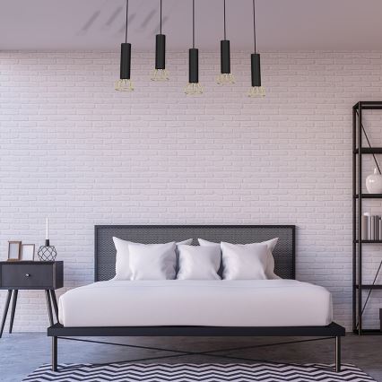 Hanglamp aan een koord DANTE 5xGU10/25W/230V zwart/goud