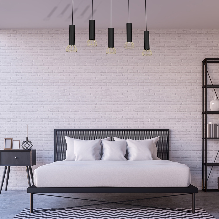 Hanglamp aan een koord DANTE 5xGU10/25W/230V zwart/goud