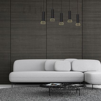 Hanglamp aan een koord DANTE 5xGU10/25W/230V zwart/goud