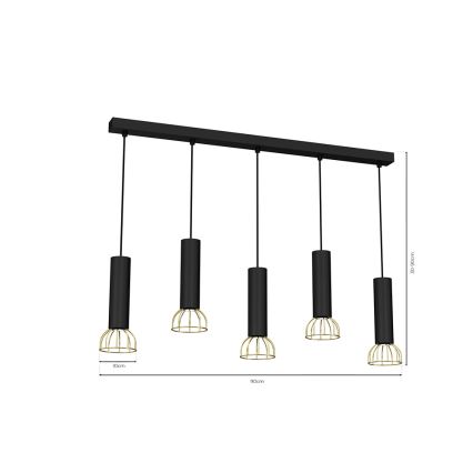 Hanglamp aan een koord DANTE 5xGU10/25W/230V zwart/goud