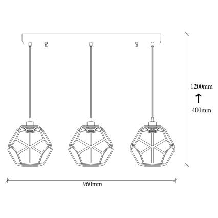 Hanglamp aan een koord DEGIRMEN 3xE27/100W/230V