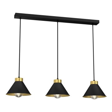 Hanglamp aan een koord DEMET 3xE27/60W/230V zwart/gouden