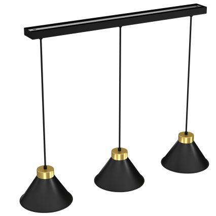 Hanglamp aan een koord DEMET 3xE27/60W/230V zwart/gouden