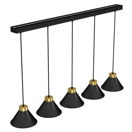 Hanglamp aan een koord DEMET 5xE27/60W/230V zwart/gouden