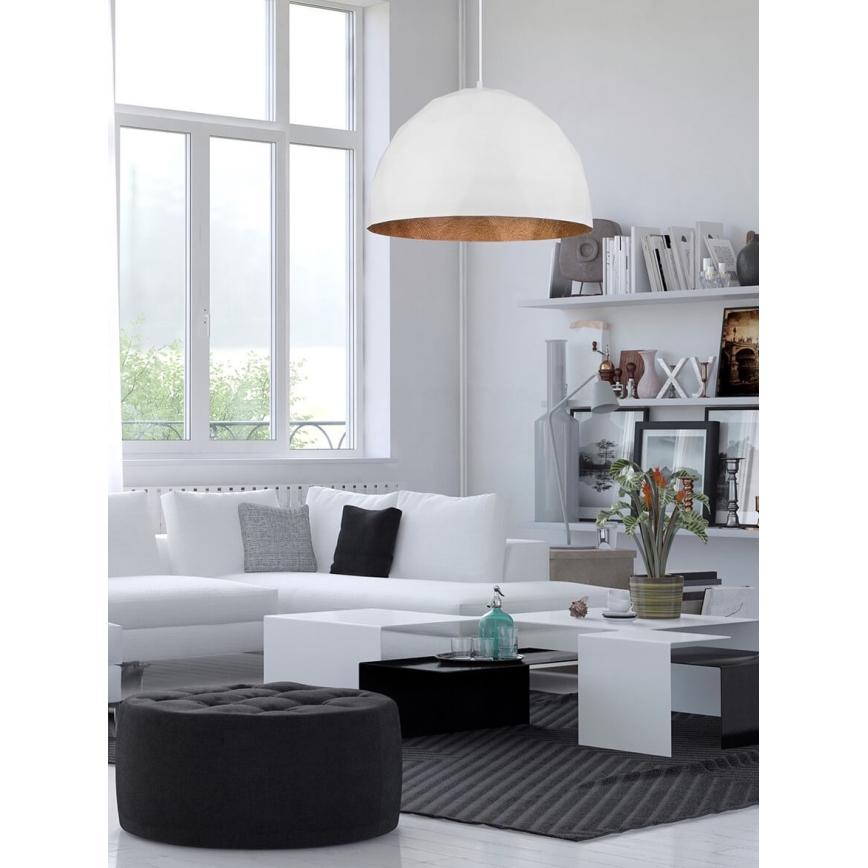 Hanglamp aan een koord DIAMENT 1xE27/60W/230V d. 50 cm wit/koper