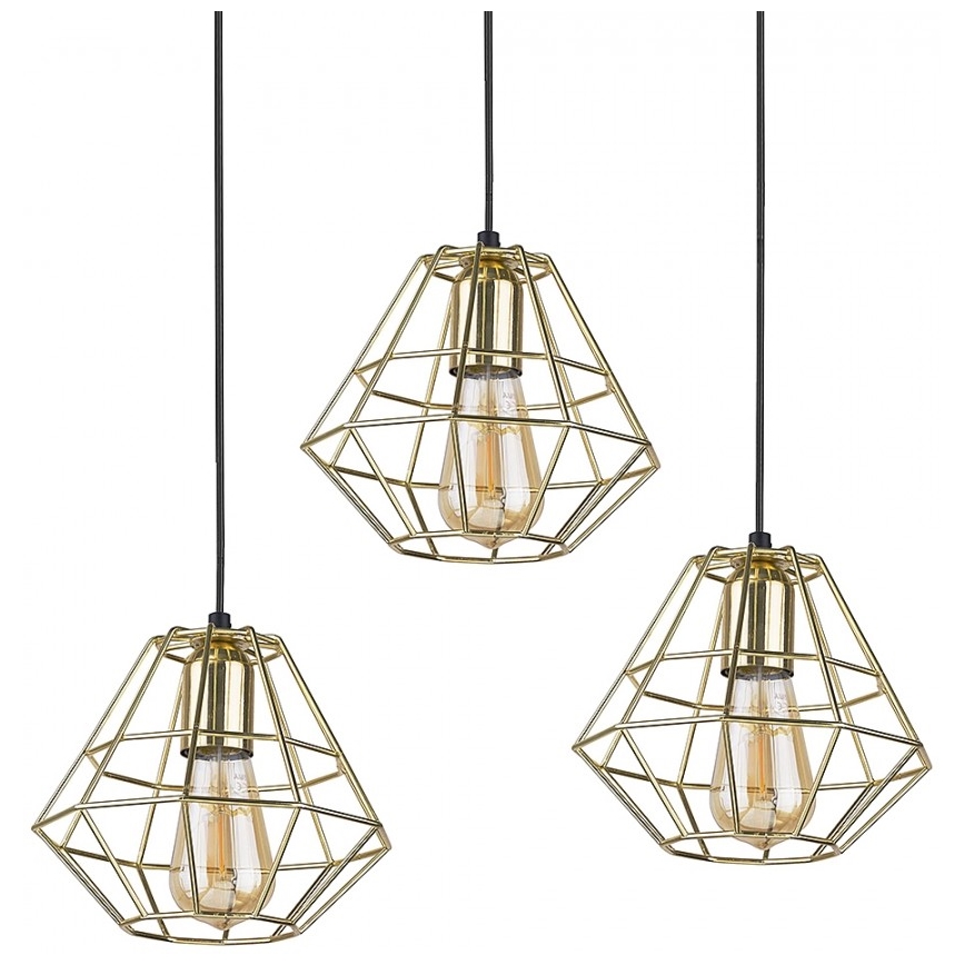 Hanglamp aan een koord DIAMOND 3xE27/60W/230V goud