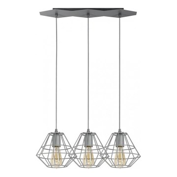 Hanglamp aan een koord DIAMOND 3xE27/60W/230V grijs