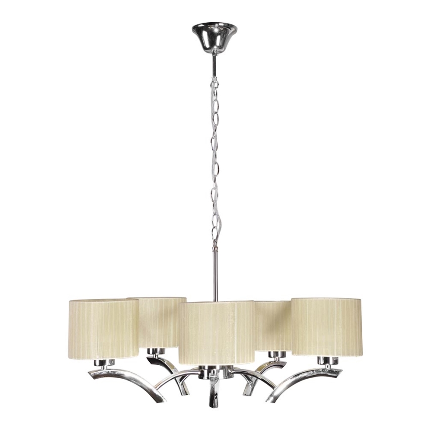 Hanglamp aan een koord DRAGA 5xE27/60W/230V beige/glanzend chroom