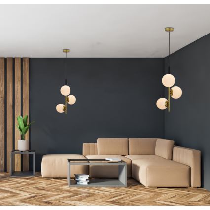 Hanglamp aan een koord DUO 3xE14/40W/230V gouden/zwart