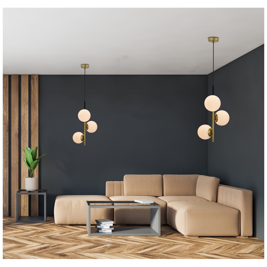 Hanglamp aan een koord DUO 3xE14/40W/230V gouden/zwart
