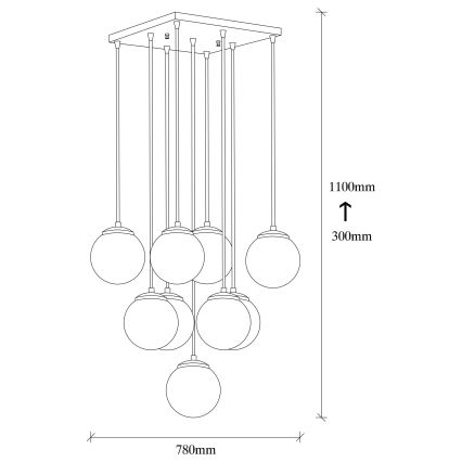 Hanglamp aan een koord EFE 9xE27/40W/230V