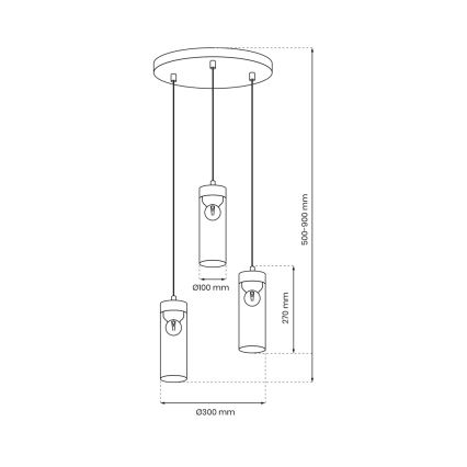 Hanglamp aan een koord ELICA 3xE27/60W/230V