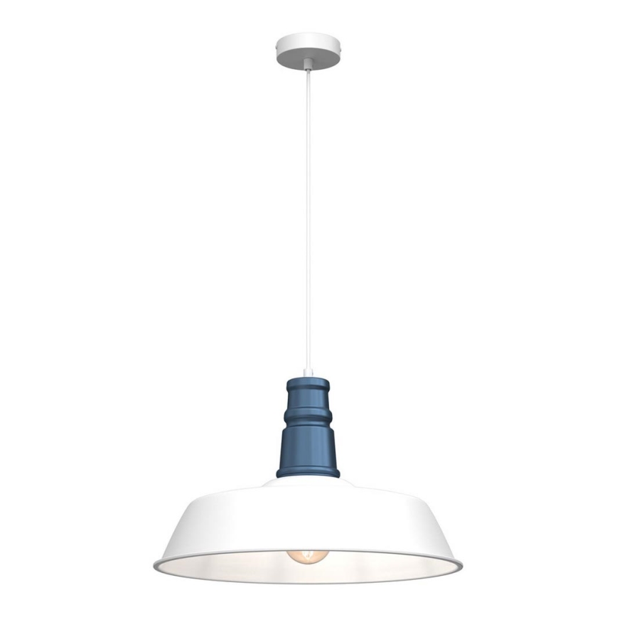 Hanglamp aan een koord ENZO 1xE27/60W/230V wit/blauw