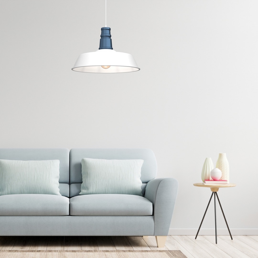 Hanglamp aan een koord ENZO 1xE27/60W/230V wit/blauw